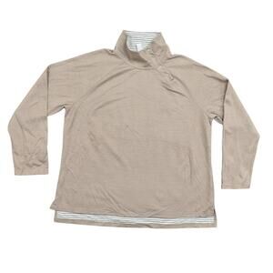 Weekends by Chico's Brown Pullover Sweater, Size 3 Mock Neck Stretch